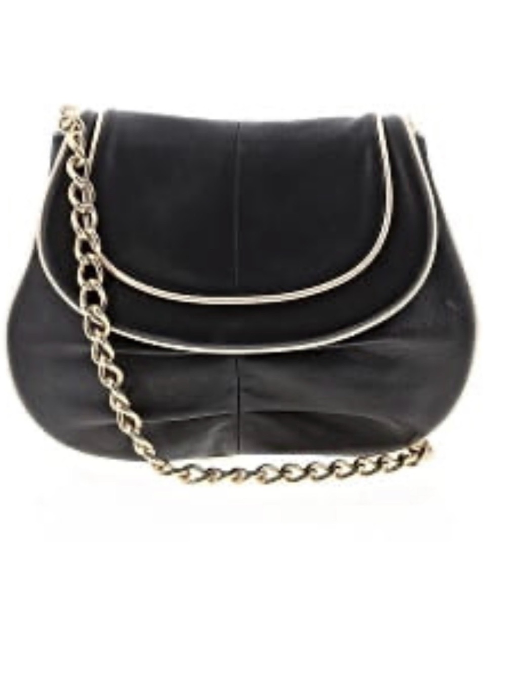 Danielle Nicole Black Crossbody Bag Gold Chain Strap Flap Shoulder Clutch Purse